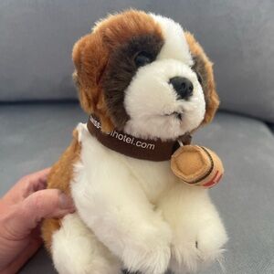 Adorable Brown and White Stuffed Dog Toy